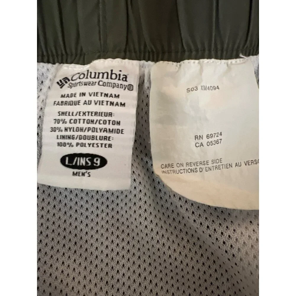 Columbia Mesh Lined Cargo Olive Green Hiking Shorts Men's Size Large